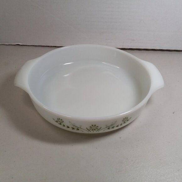Vintage Glasbake 429 Green Daisy Handled baking dish - Picture 6 of 6